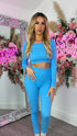 Luna Blue Long Sleeve Ribbed Activewear Set